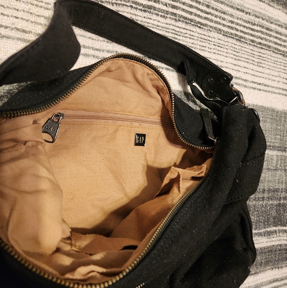 Retro Wool GAP shoulder bag - fully lined purse,  black & tan - Picture 4 of 9